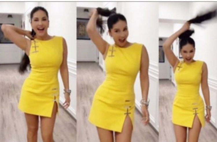 बालों की चोटी घुमाकर सनी लियोनी ने की खुलकर मस्ती, फैंस बोले- 'नौटंकी गर्ल'