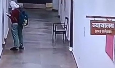 कलेक्टोरेट में भ्रष्टाचार का पोस्टर लगाने वाला कर्मचारी सस्पेंड:सीसीटीवी से पता चला महिला-बाल विकास विभाग का था कर्मचारी