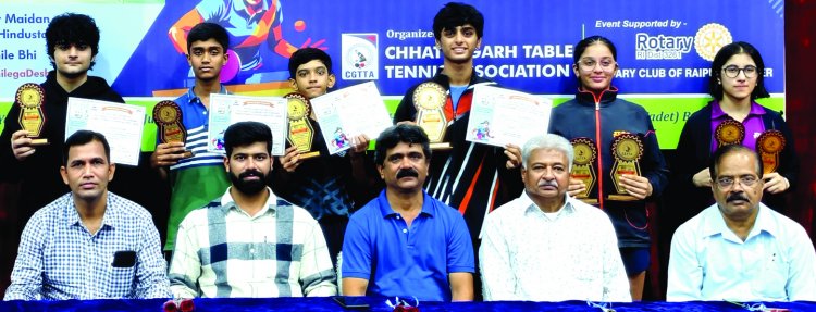 श्री भोला प्रसाद तिवारी स्मृति टेबल टेनिस स्पर्धा में अर्जुन, आर्यन तथा समाया विजेता
