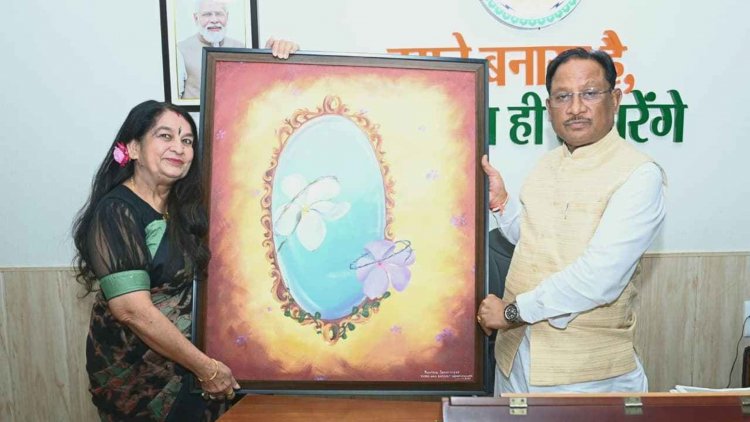 मुख्यमंत्री से इंदिरा कला संगीत विश्वविद्यालय की कुलपति डॉ. लवली शर्मा ने की सौजन्य मुलाकात.