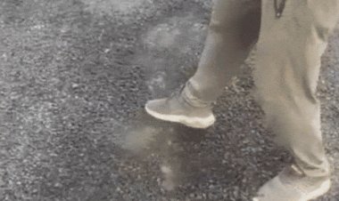 पैर से उखड़ रही मानपुर-व्यौहारी मार्ग की सड़क, VIDEO:प्रबंधक बोले-मटेरियल ठंडा हो जाने से उखड़ा; ठेकेदार को दोबारा मरम्मत के निर्देश