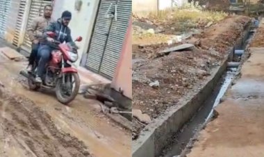 शिवपुरी में जनसहयोग से बन रही नाली में बाधा:असामाजिक तत्वों के विरोध से परेशान रहवासी सिंधिया कार्यालय पहुंचे